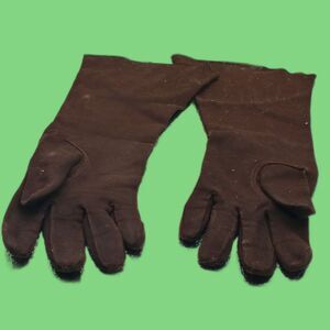 Vintage Brown Italian Cotton Dress Gloves 12" Opera Length Made in Italy